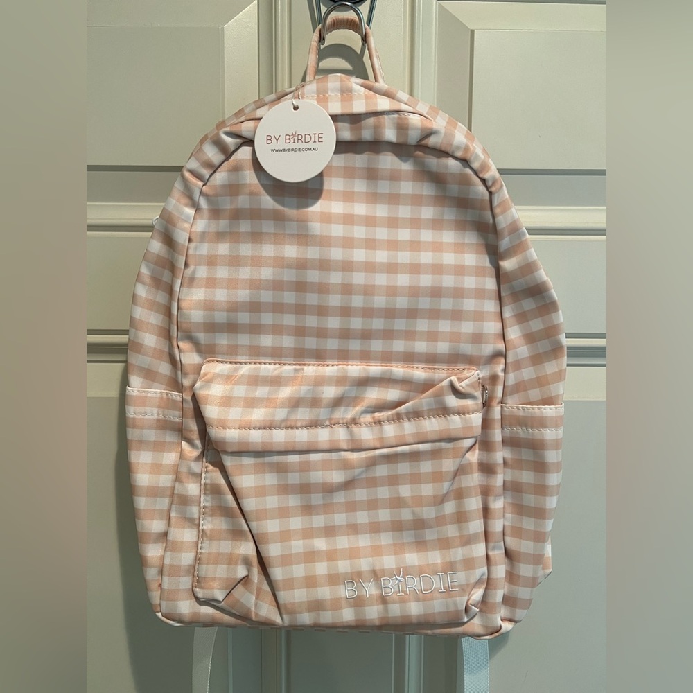 By birdie junior backpack girls NWT checkered white/cream